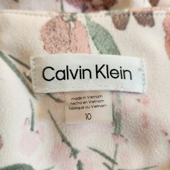 Calvin Klein Women's Short Sleeve Ruffle Hem Tie Belted Dress Pink Size 10 - Picture 5 of 11